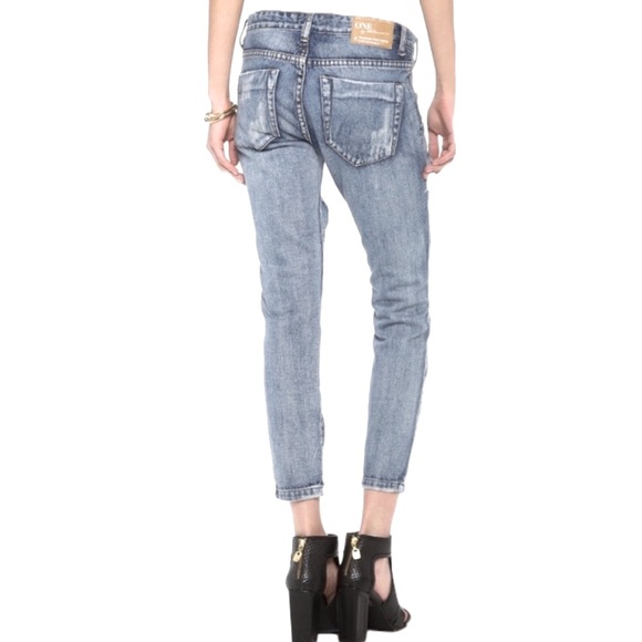 ONE TEASPOON Trashed Free Birds Low Waist Short Rise Rigid Skinny Jeans Size 29 - Picture 2 of 15